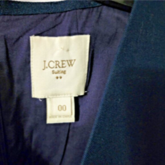 J Crew Suiting Dark Navy Blue V-Neck Sheath 100% Cotton Dress Size 00 - Picture 3 of 6